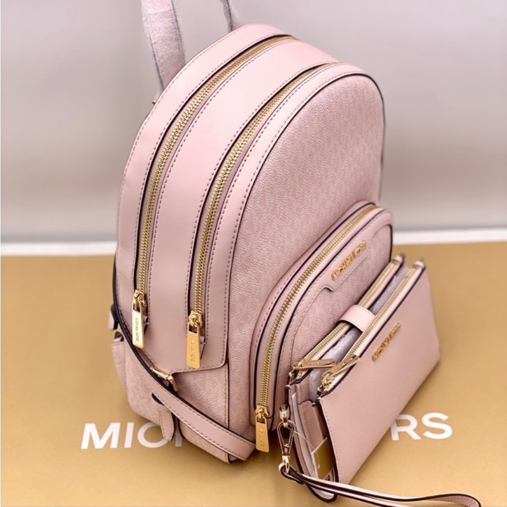 MICHAEL KORS JAYCEE MEDIUM BACKPACK And Wallet Set Pink - Picture 7 of 16